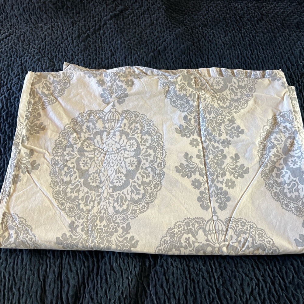 Pottery Barn Twin Duvet Cover Gray & White Damask | Cotton | 68x86